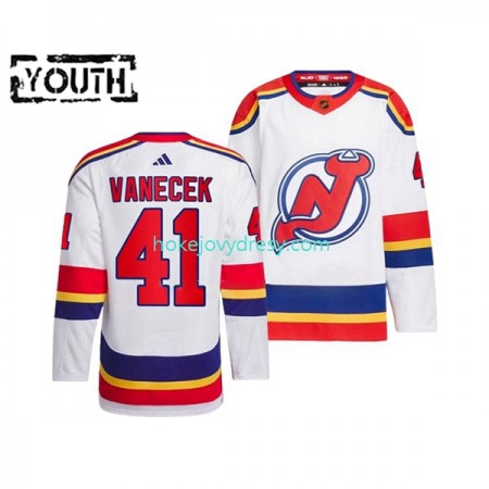 Dětské Hokejový Dres New Jersey Devils VITEK VANECEK 41 Adidas 2022-2023 Reverse Retro Bílý Authentic